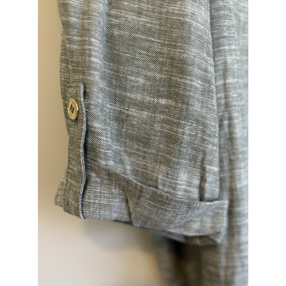 Jones New York Signature Linen Blend Top w/Roll Tab Sleeves Green Size Large NWT - Picture 4 of 10